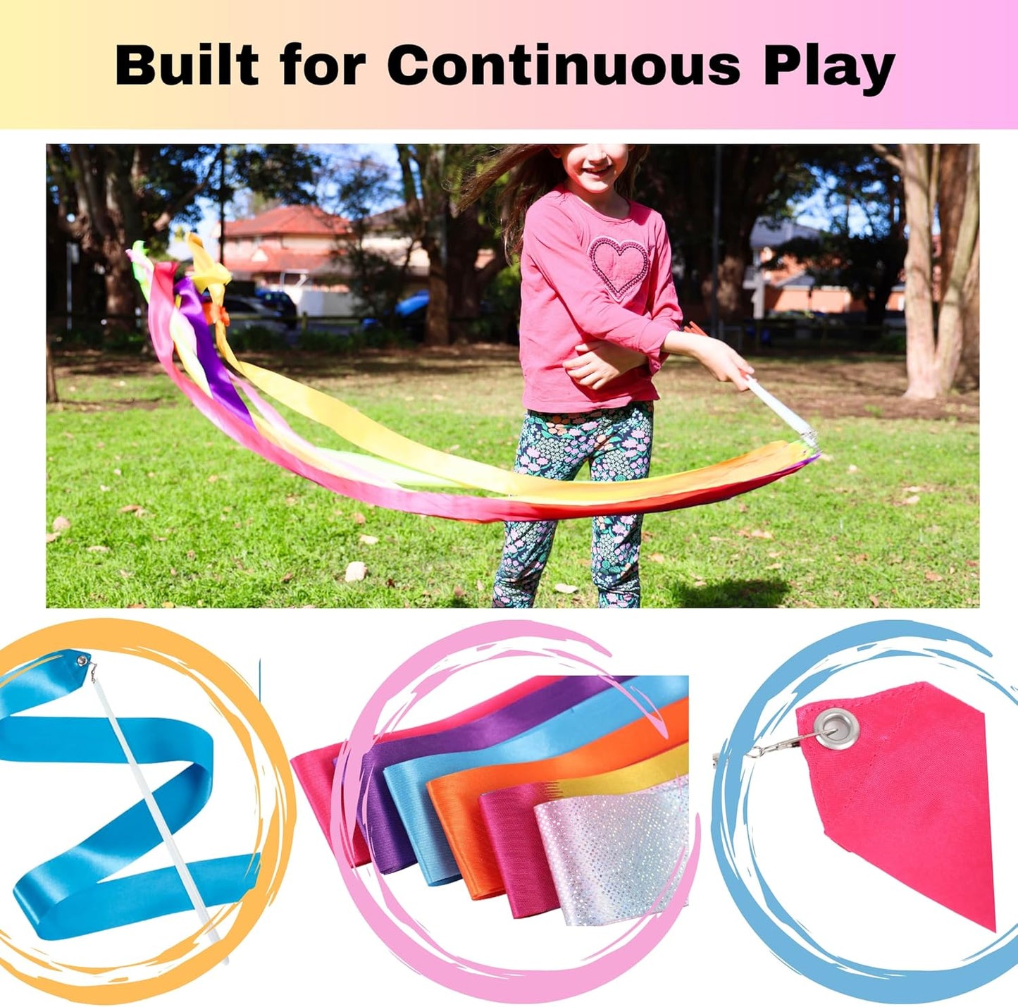 Ribbon Dancing Wands 20pcs Pack, Party Favor for Girls Birthday Party Supplies, Gymnastic Party Favors for Kids Outdoor Games (Mixed Color with White Handle, 20pcs set)