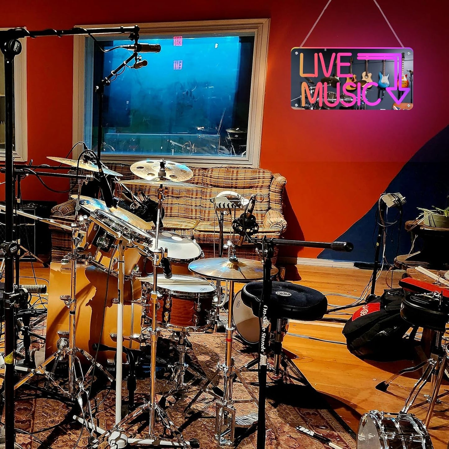 Live Music Neon Sign, Mirror LED Light Wall Décor with App-Controlled DIY Color, for Bars, Studios, Home