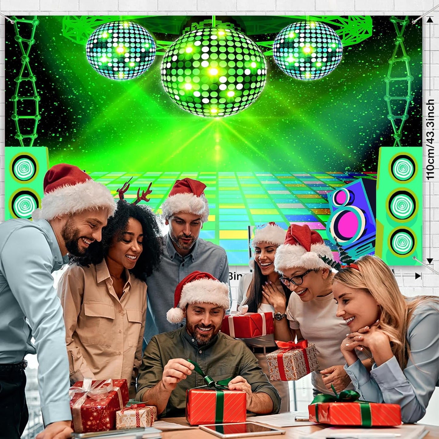 Dance Party Backdrop Retro 80s 90s Theme Stage Dance Ball Music Birthday Party Decoration DJ Photography Background 12 x 10 ft for Baby Shower Picture Photo Shoot Polyester Fabric, Blue