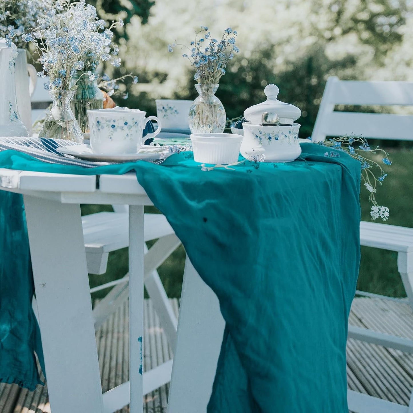 1 Pack Cheesecloth Table Runner 10Ft Christmas Gauze Boho Table Runners for Wedding Decor Bridal Shower Decorations Baby Shower Party(35" x 120")