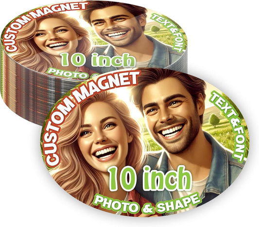 KETABAO – 10" Personalized Car and Refrigerator Oval Photo Magnets - Create Customized Photo Magnets for The Office and Kitchen