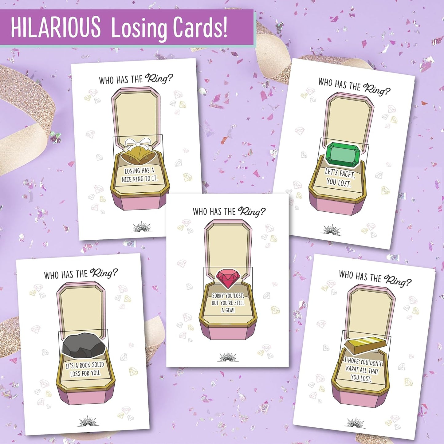 Who Has The Ring Bridal Shower Scratch Off Game - Hilarious Losing Phrases on Ticket Cards - Easy to Play - Funny Wedding Shower or Fun Engagement Party Game Idea for 30 Guests