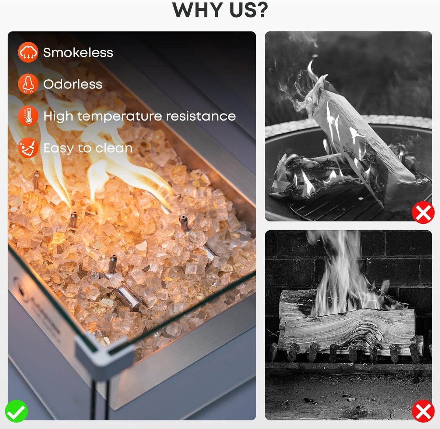 Stanbroil 10-Pound Fire Glass - 1/2 inch Reflective Tempered Fire Glass for Fireplace Fire Pit, Gold Reflective