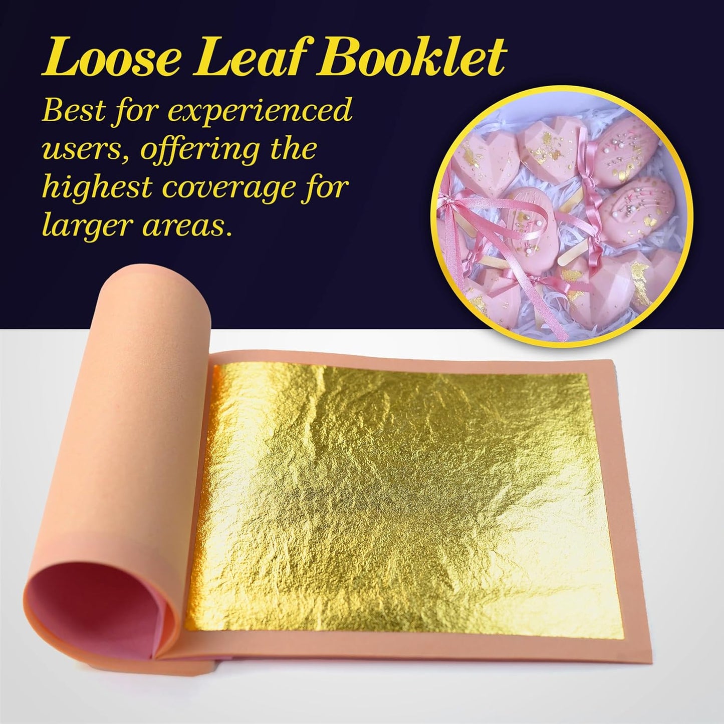 Barnabas Blattgold Edible Gold Leaf 24K - Cake Decorations, Loose Gold Leaf Sheets for Cupcakes - 3.1 inches, Book of 20