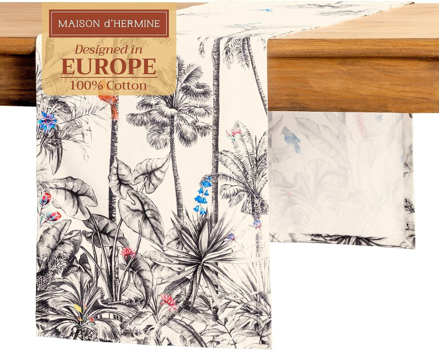 Maison d' Hermine Table Runner 100% Cotton Single Layer Table Runners 108 inches Long for Thanksgiving Christmas Decorations Home Kitchen Dining Party Wedding (Amazonia, 14.5" x 108")