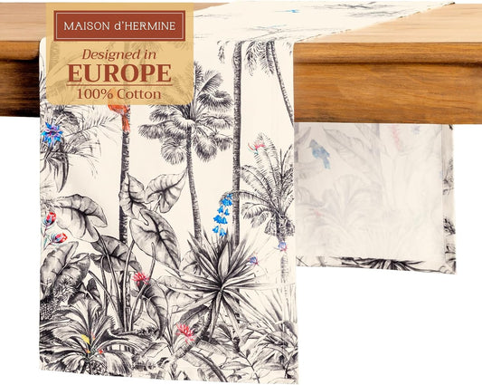 Maison d' Hermine Table Runner 100% Cotton Single Layer Table Runners 108 inches Long for Thanksgiving Christmas Decorations Home Kitchen Dining Party Wedding (Amazonia, 14.5" x 108")