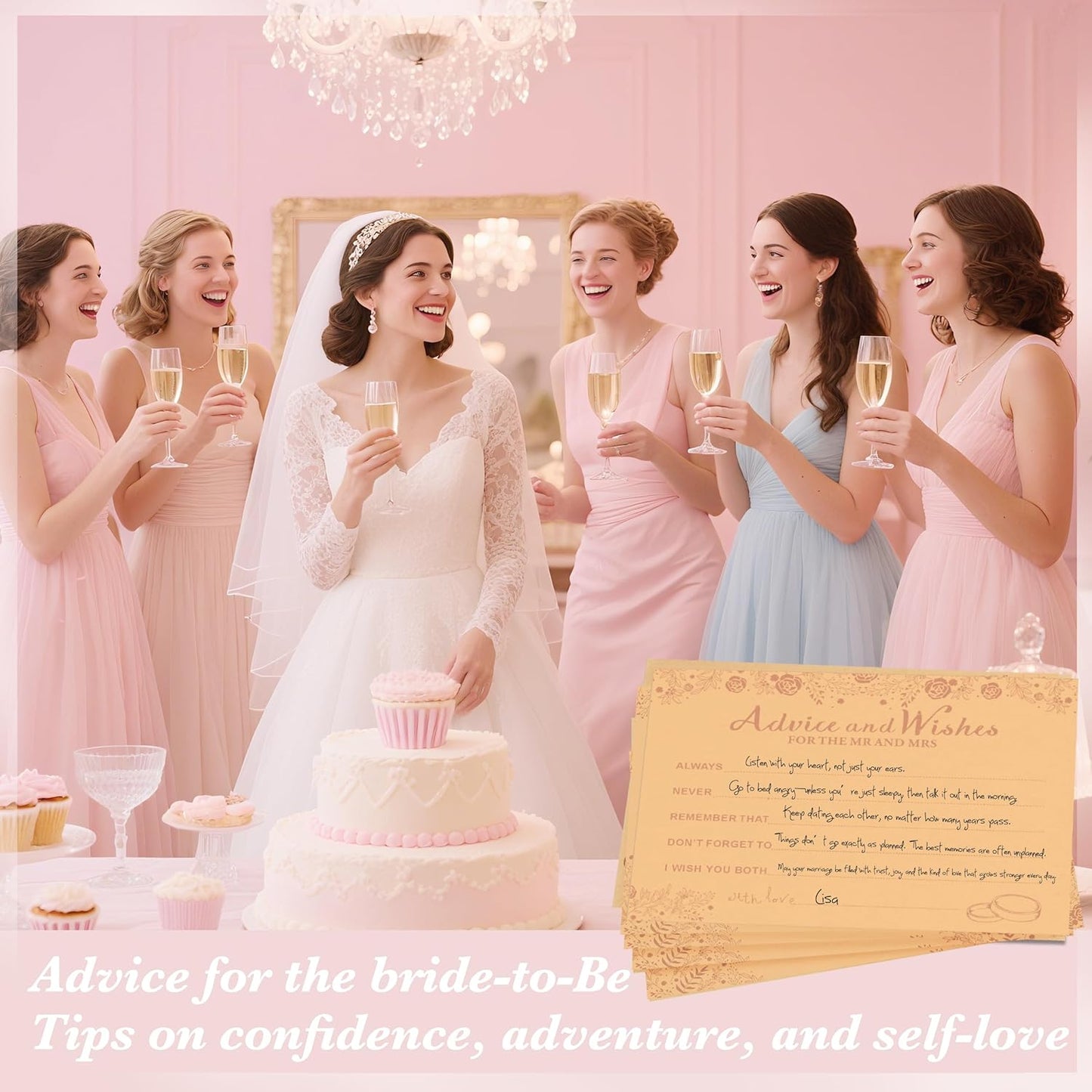 Advice And Wishes For The Mr And Mrs, Wedding Advice Cards For Bridal Shower Decorations, Bridal Shower Games, Advice & Wishes Box For The Groom And Bride, Wedding Games For Reception, Style-002