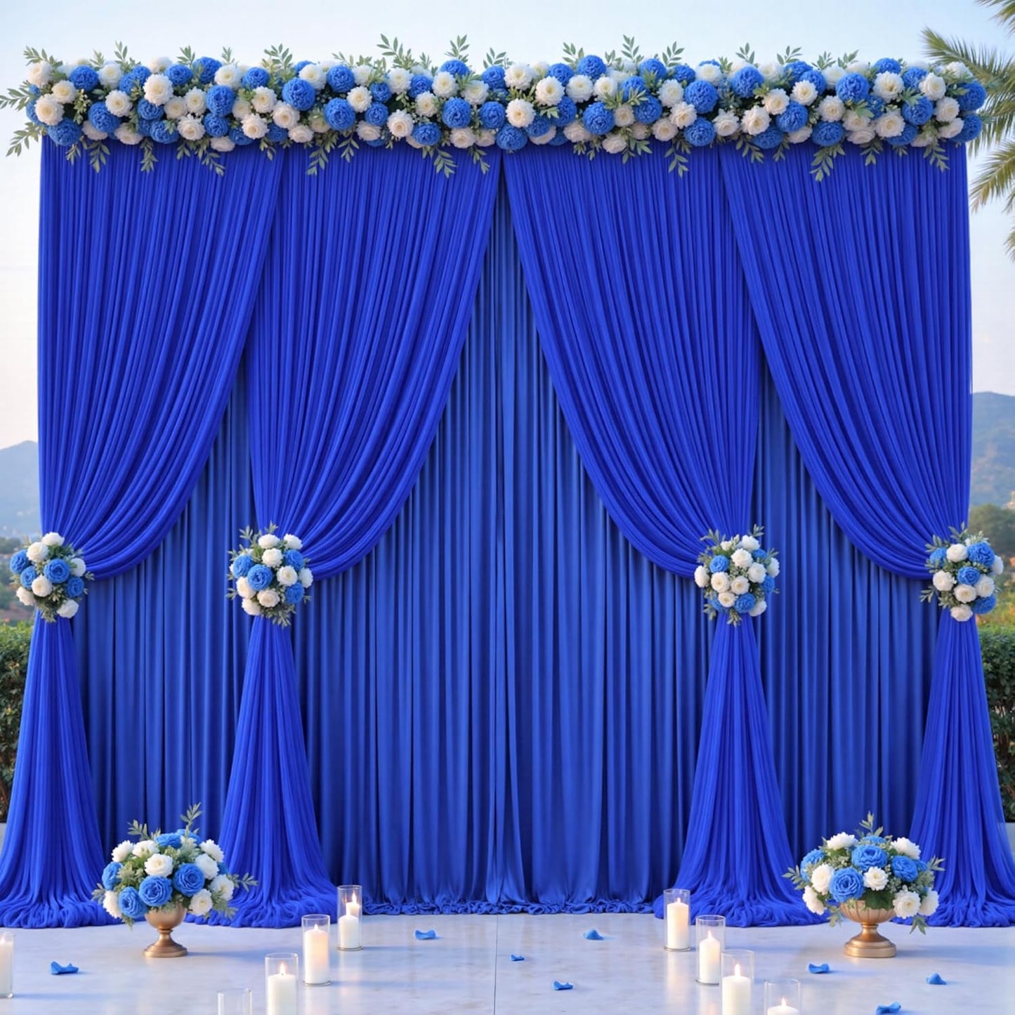 Royal Blue Tulle Backdrop Curtain for Parties Wedding,10ft x 10ft Wrinkle Free Curtain Backdrop,2 Layer Drapes for Backdrop,Polyester Wedding Back Drop for Bridal Shower Birthday Baby Shower