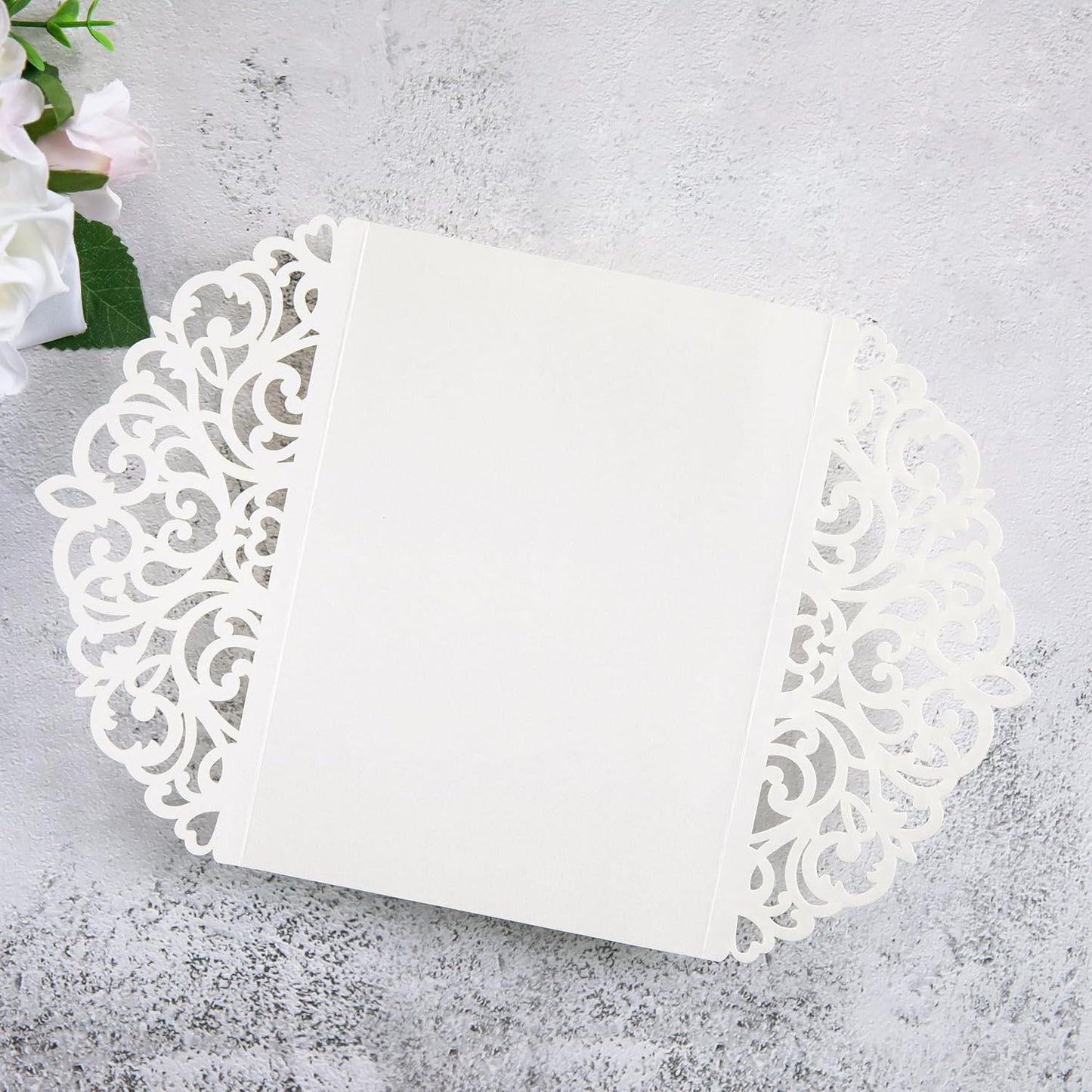 20Pcs Ivory Laser Cut Invitation Cards With Blank Inner Sheets for Wedding Cards Bridal Shower Engagement Quinceanera Invitation (No Envelopes)