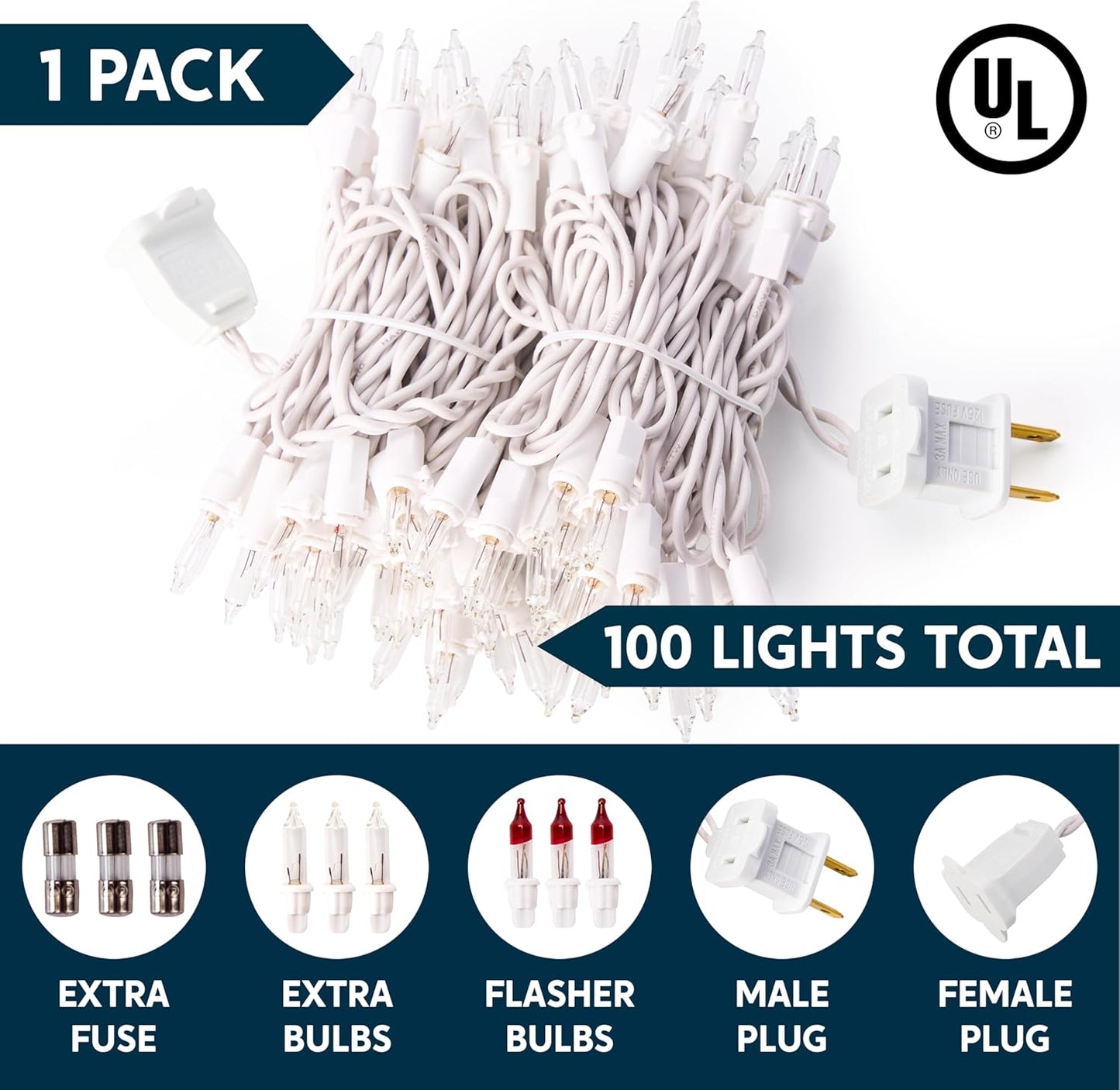 JOIEDOMI Christmas String Lights Indoor,100 Count Mini Warm Fairy Light,21.5FT Lighting Decor for Patio Dorm Classroom Bedroom Holiday Wedding Party Garland Birthday Festival Valentines Day,White Wire