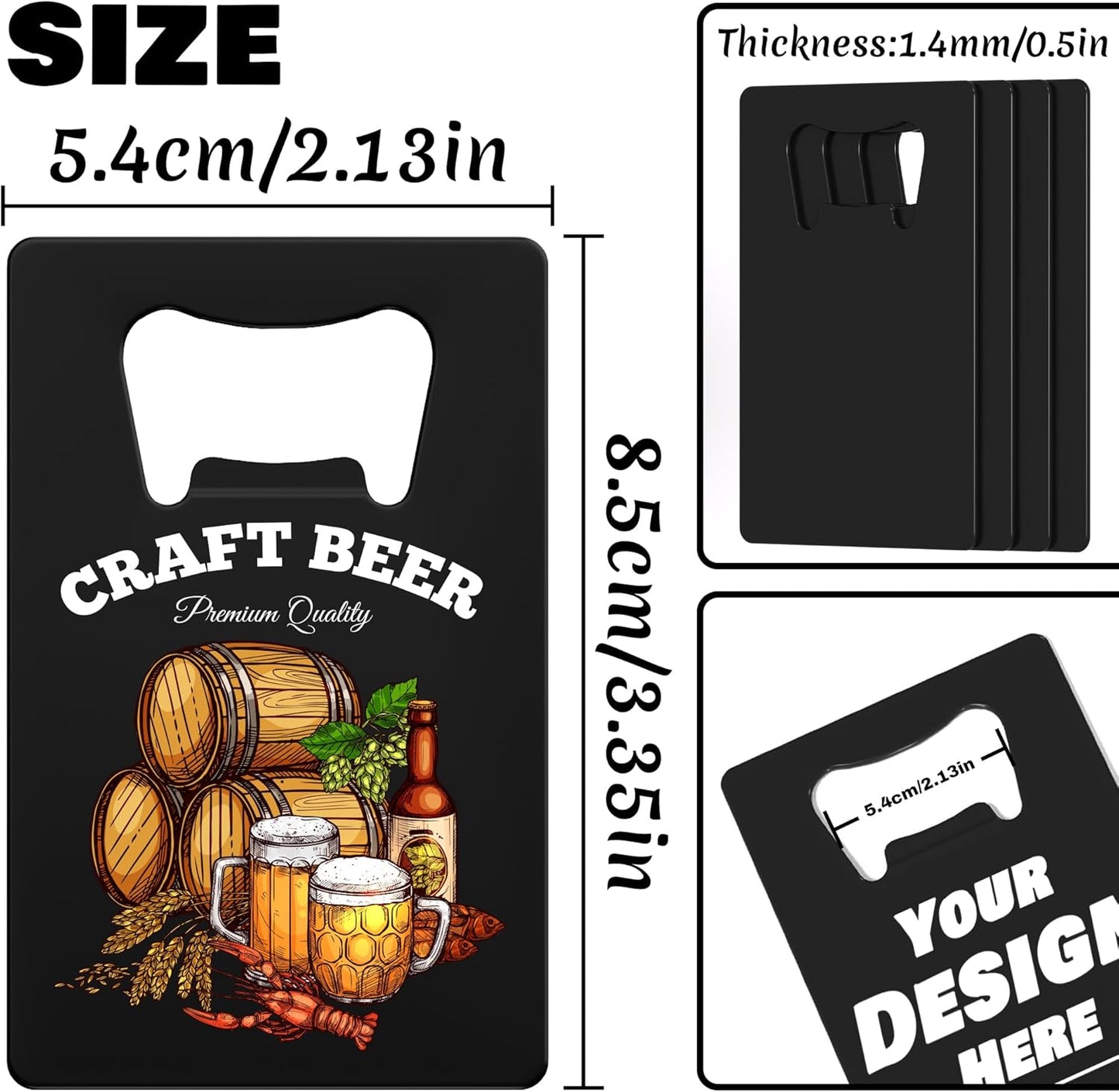 4-100 Pcs Custom Bottle Opener, Personalized Stainless Steel Credit Card Bottle Opener, Full Color Print Custom Beer Can Opener Bulk for Bar, Wedding Favors, Party, Promotion, Groomsmen Gift (Yellow)