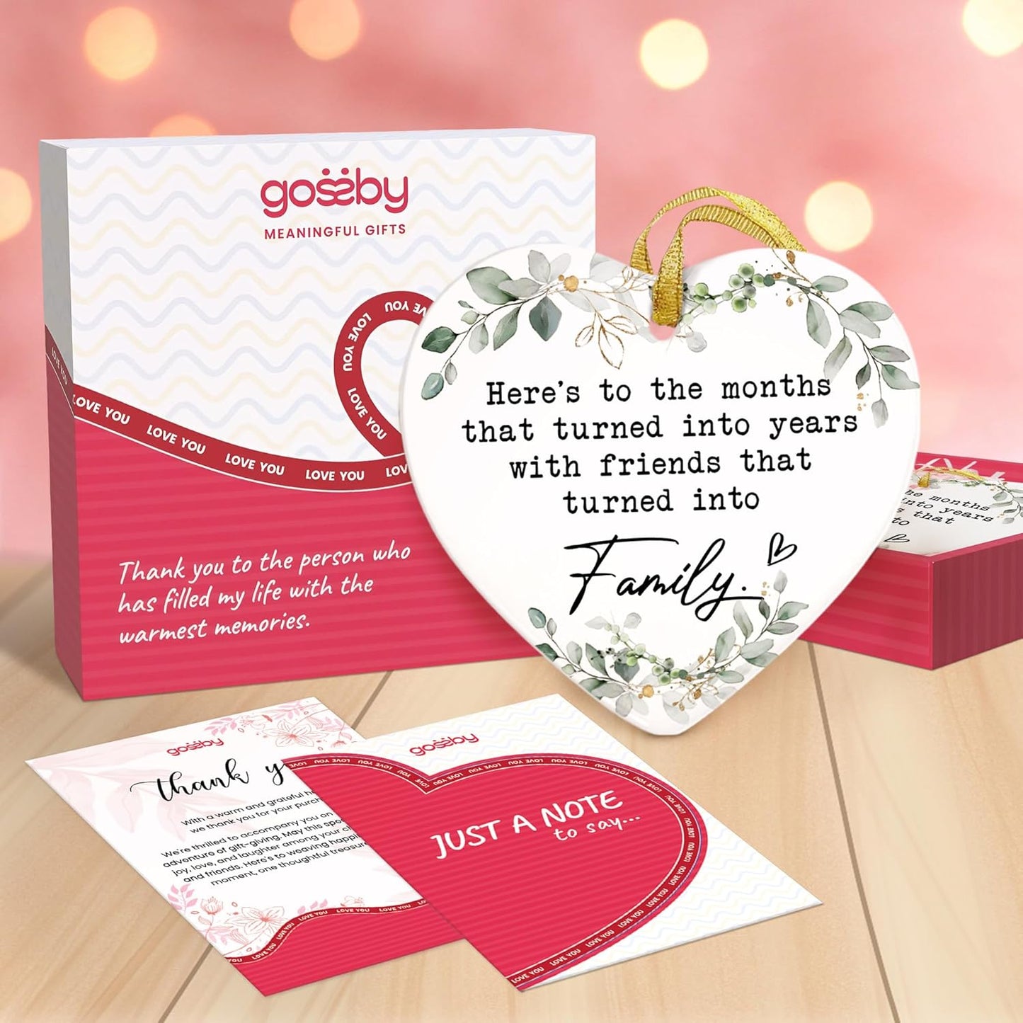GOSSBY Friendship Ornament for Women for Friend - Friends That Turned into Family - Heart-Shaped Ceramic Xmas Decoration for Tree 2025