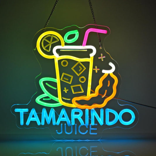 CNBEYOUNG Tamarindo Juice Neon Sign, Neon Lights Hanging Wall Art Decoration for Mexican Restaurant Shop Bar Cafe Kitchen Party Home Decor, USB Powered Ultra Bright Dimmable,12.83x 11.8inches