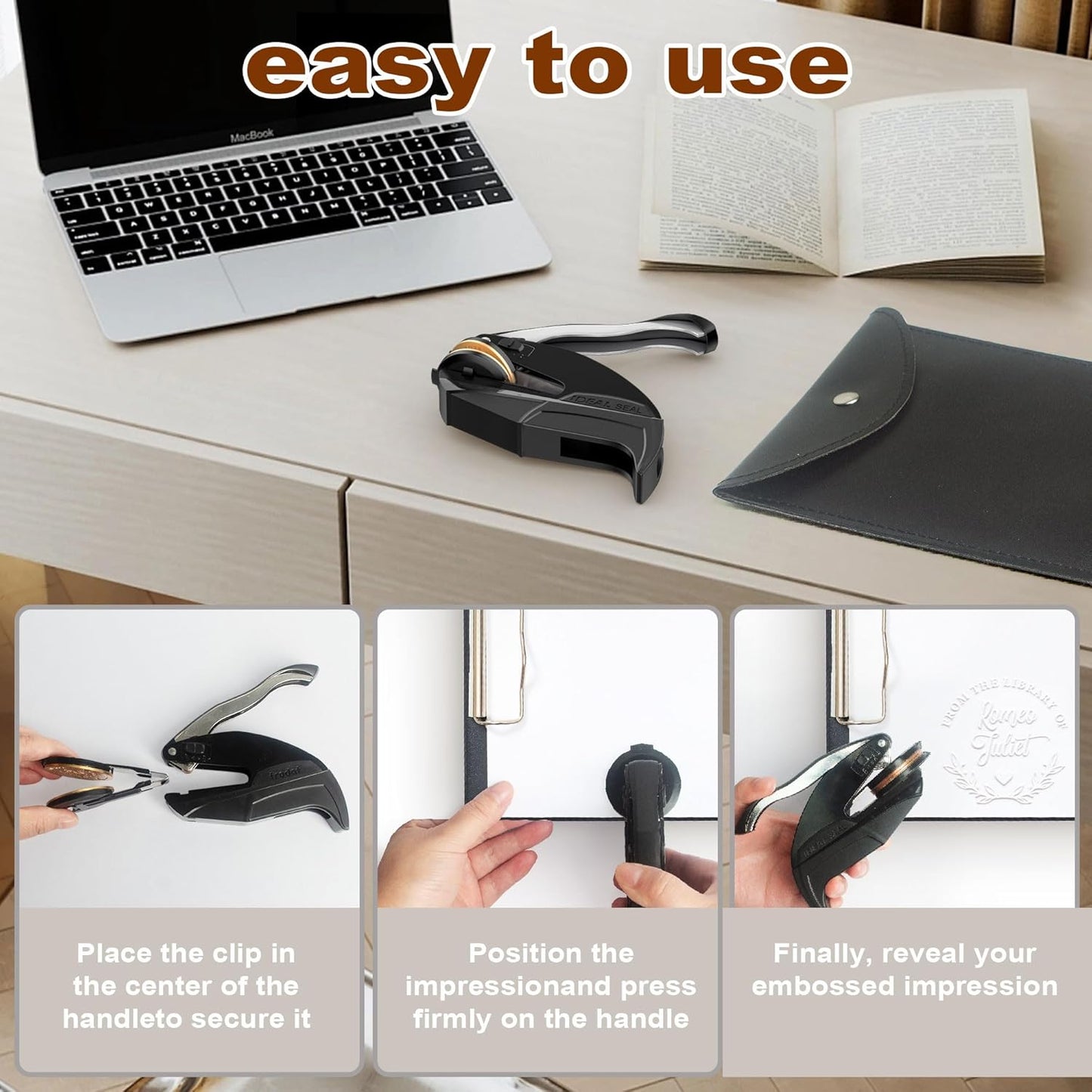 Book Embosser Personalized - Custom Library Embosser Stamp Gifts for Book Lovers, Readers, Teachers (Floral-06)