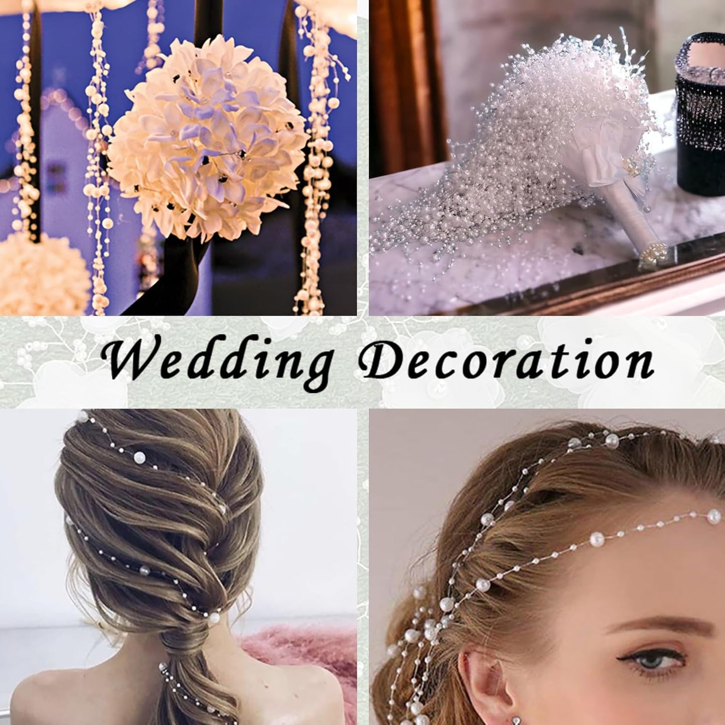 50 PCS Artificial Pearl String Beads - 10+5mm Black&White Floating Beads for Centerpieces, Vase Fillers, Wedding, Birthday Party, and Candle Decor