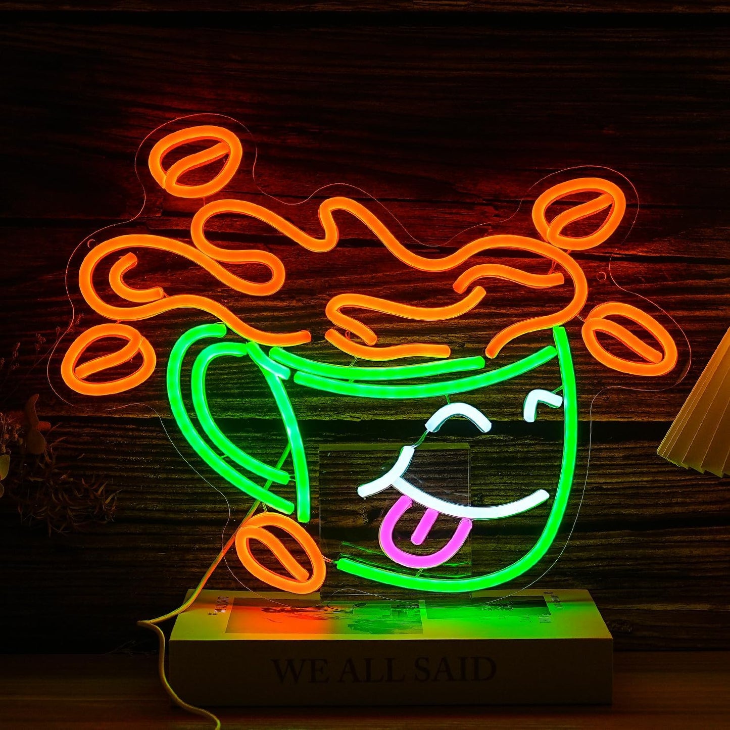 Coffee Neon Sign LED Cafe Light up Sign for Business Wall Decor USB Cute Coffee Cup Neon Light for Cafe Bar Shop Restaurant (16.5 * 12.9 In)