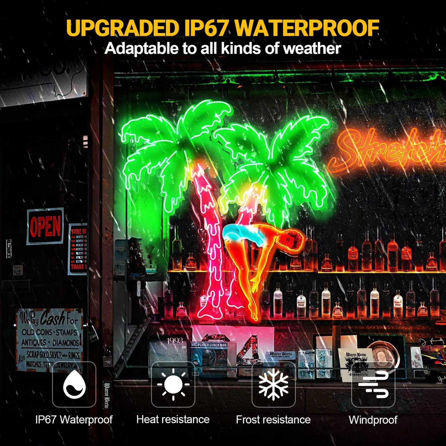 Large Outdoor Waterproof Custom Neon Sign, Personalized Outdoor Led Sign with Remote for outside, Professional Waterproof IP65 Neon Light for Pool Patio Backyard Restaurant Shop Beauty Salon