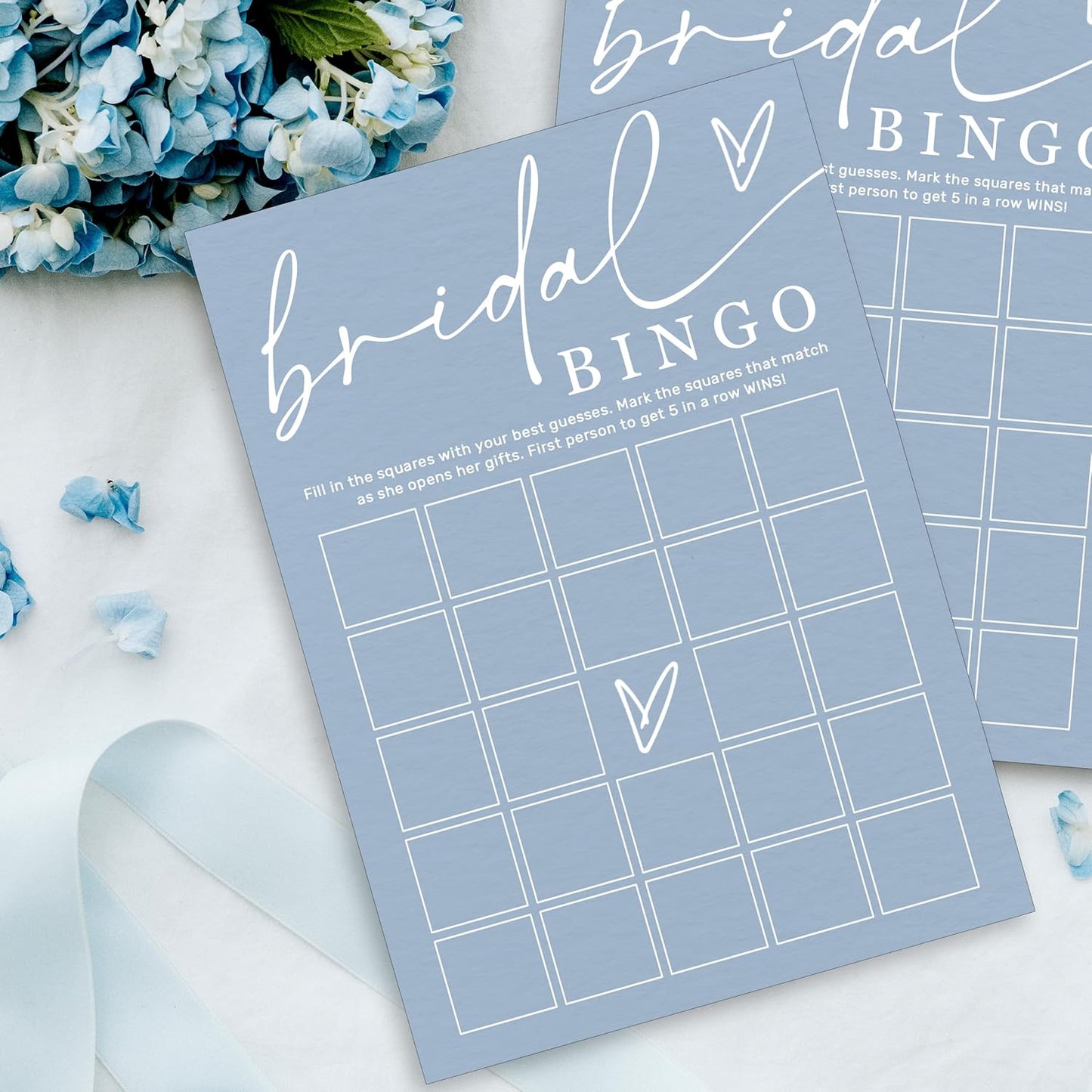 Fun Bridal Shower Bingo Games Set with Blank Squares to Wedding Guest Book idea Bride’s Gifts, Fun Wedding Shower Games Activity for 25 Guests Minimalist White Newlywed Party Supplies - B14