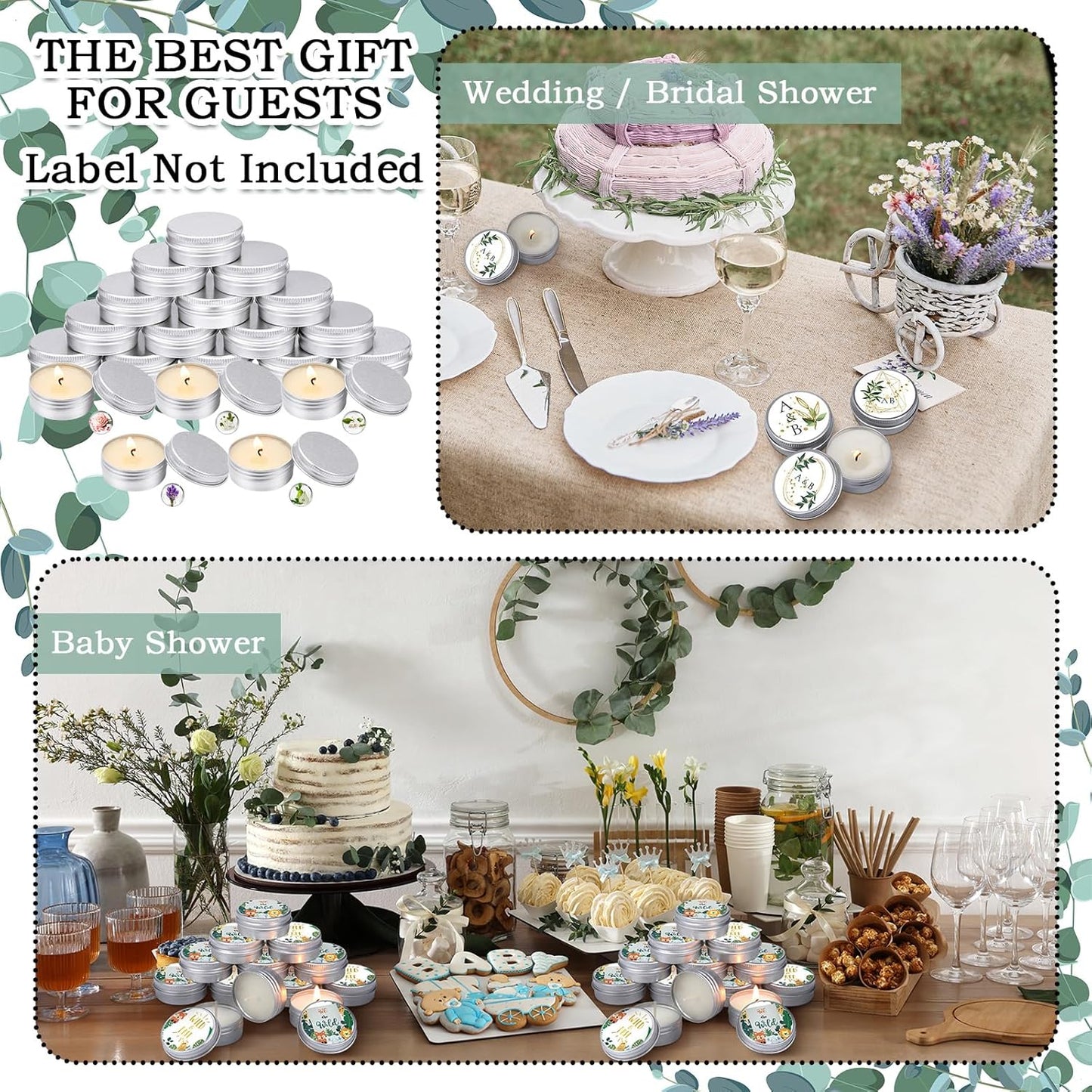 MTLEE 50 Pcs Wedding Scented Candles Gift Travel Tin Candle Aromatherapy Candle for Christmas Winter Baby Shower Favors Wedding Gifts(Romantic Flavor)