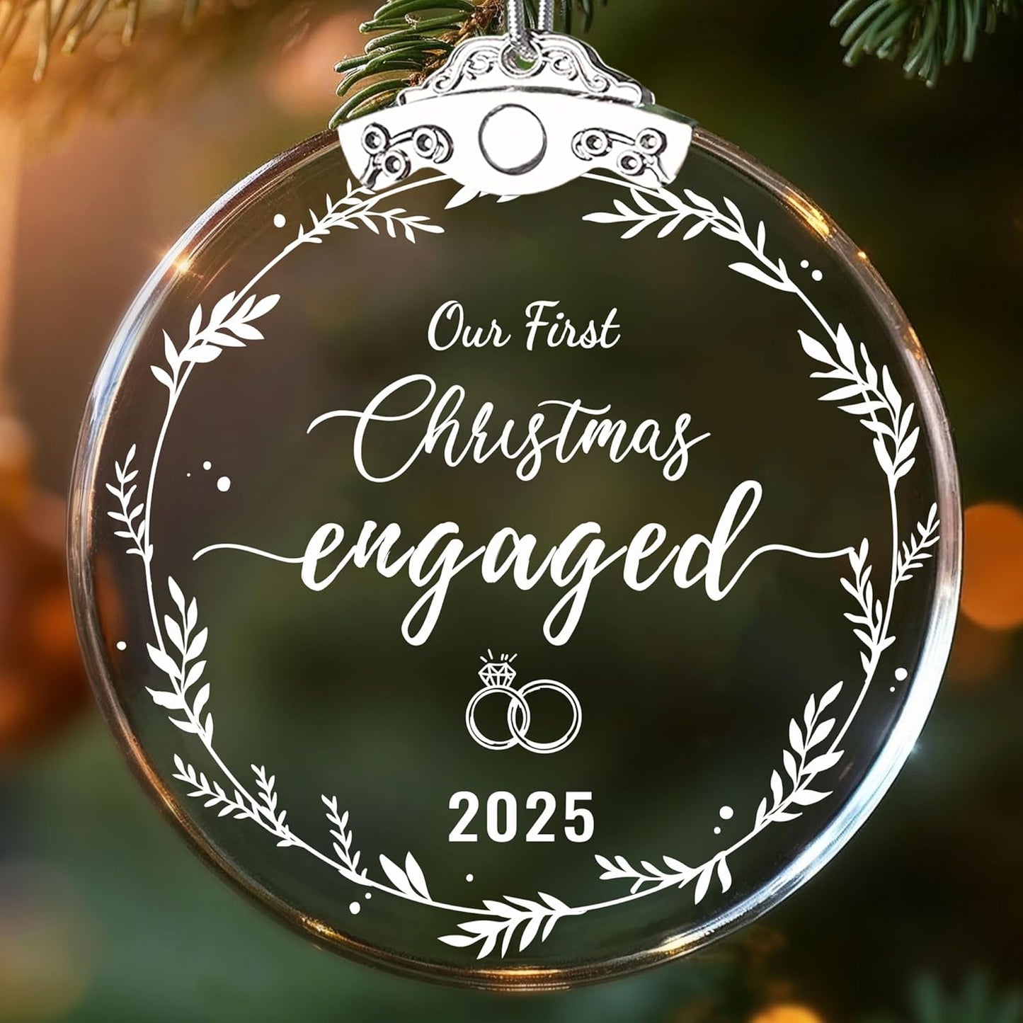 Engagement Gifts for Couples 2025, Our First Christmas Engaged Glass Ornament, Gifts for Newly Engaged Couples, Happy Engagement Gift for Her, Bride to Be, Newly Wed