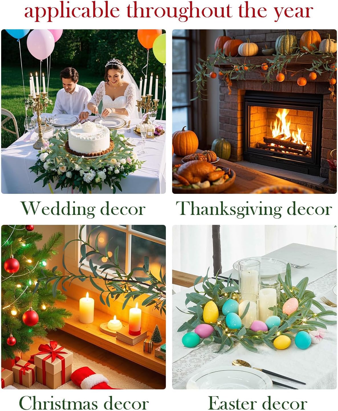 Fudios Lighted Olive Garland Battery Operated with Timer 96 LED Fairy Lights 6ft, Mantle Fireplace Vine Garland with Lights for Spring Easter Decoration Christmas Valentines Wedding Party