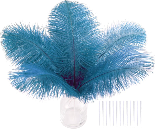 SOGUGOM Turquoise Craft Ostrich Feathers - 30PCS 6-8 inch Ostrich Feathers Kit for Centerpieces, Kindergarten Crafts, Dream Catchers and DIY Projects(Turquoise)