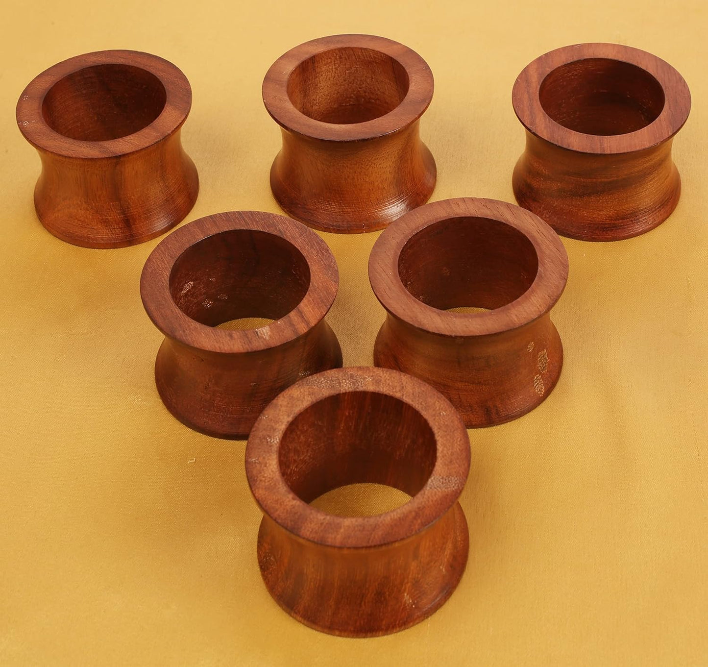 Beautifully Handcrafted Natural Wood Large Size Party Dining Table Napkin Holders in Natural Tone. (Set of 6).