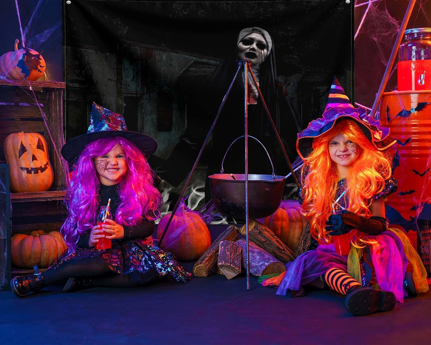 QGHOT Halloween Tapestry, Gothic Horror Movie Tapestry Wall Hanging Spooky Halloween Backdrop Creepy Scary Nun Haunted House Wall Decor for Bloody Party Decorations (59.1"x51.2")