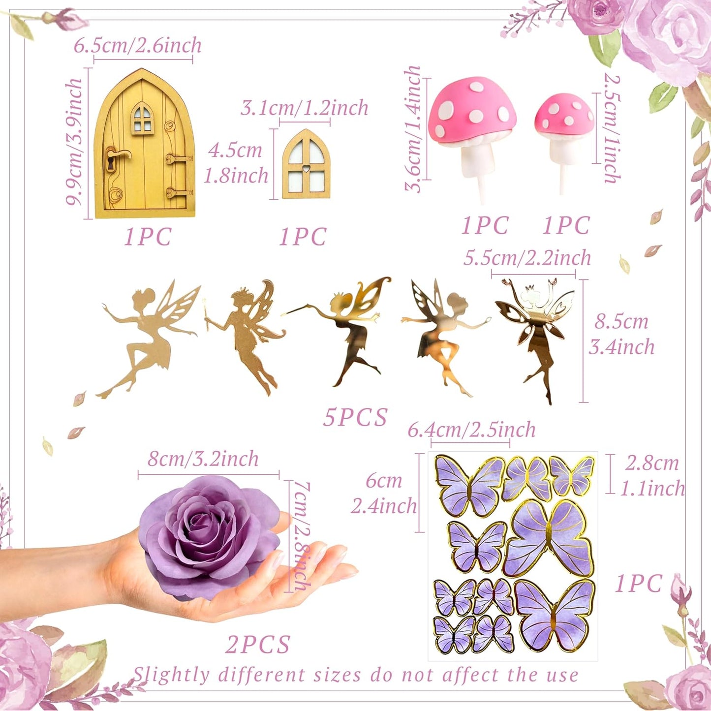 JeVenis Purple Fairy Cake Decoration Mushroom Cake Decoration Fairy Cake Decoration Garden Fairy Cake Decoration Flower Cake Decorations