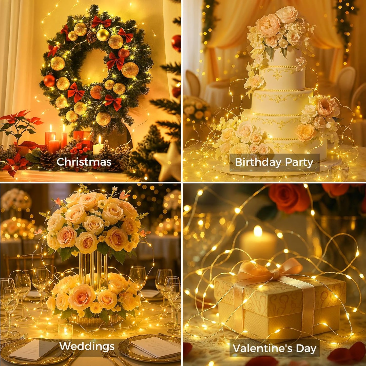 24 Pack Fairy Lights with Timer Battery Operated, 3 Modes 7ft Mini Waterproof Twinkle Lights, 20 LED Bulk String Light for Mason Jar Christmas Decoration Wedding Table Centerpieces,Warm White