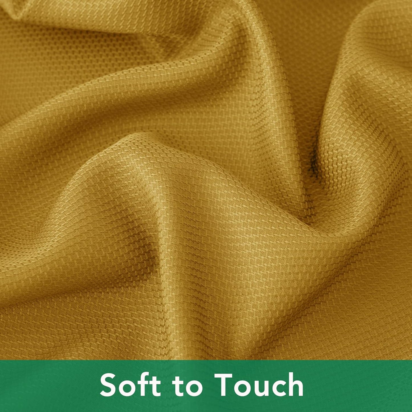 Biscaynebay Textured Fabric Round Christmas Tablecloths 70" for Tables Diameters from 30" to 48", Gold Water Resistant Tablecloths for Dining, Kitchen, Wedding, Parties etc. Machine Washable