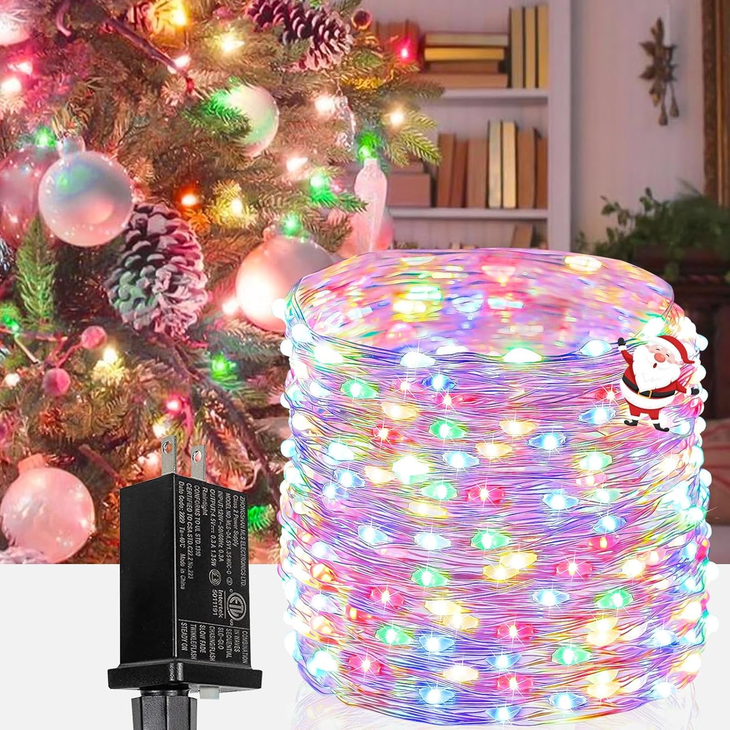 66Ft 200LED Christmas Fairy Lights Plug in, Waterproof String Lights Outdoor & Indoor 8 Modes with Timer, Bedroom Decor Twinkle Lights for Girl's Room Garden Party Christmas Decorations (Multicolor)