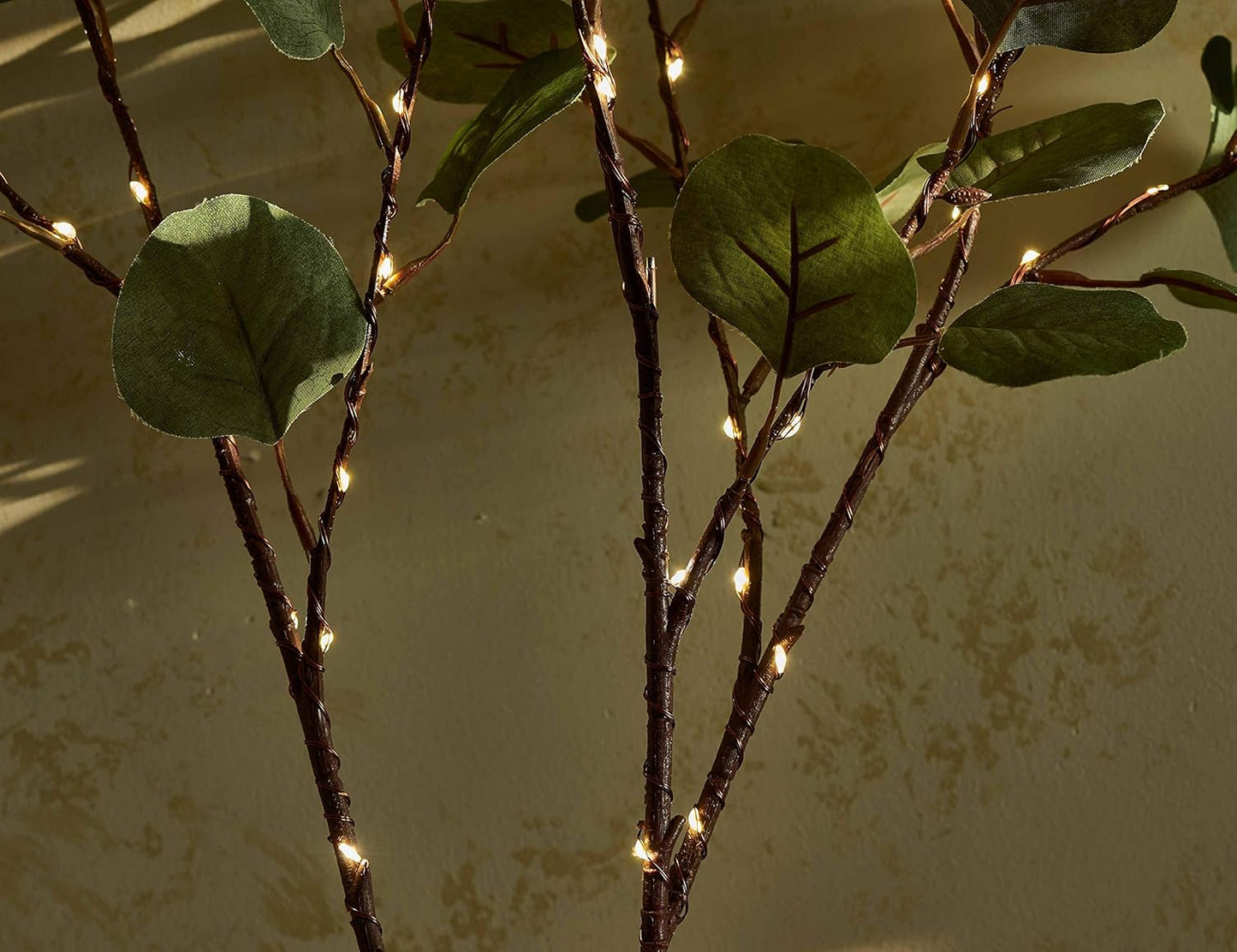 Hairui Lighted Eucalyptus Branches with Timer 24IN 36 LED Battery Operated for Wedding Christmas Party Home Spring Decor (Vase not Included)