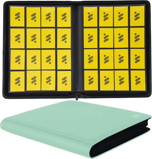 Premium 1000+ Pockets Card Binder,16 Pockets Trading Card Binder Ringless Side Loading Trading Card Album Folder for TCG - Light Green