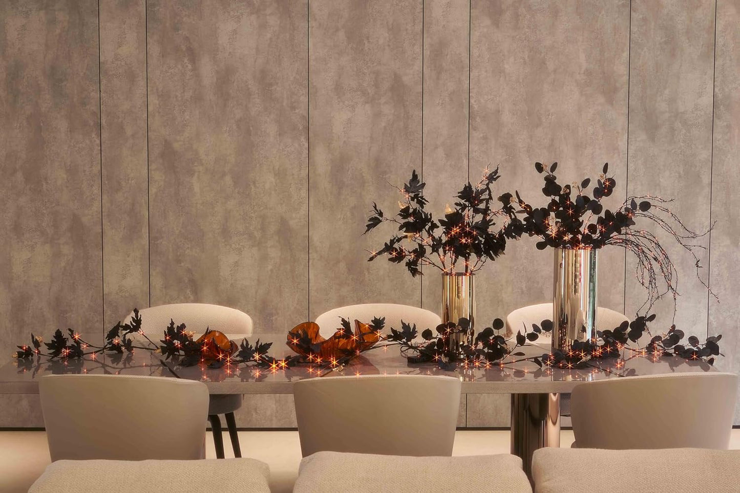 LITBLOOM Halloween Tree Branches with Lights 43IN 180 Orange and Warm White Fairy Lights, Lighted Black Weeping Willow Branches with Bats Dimmer and Timer for Home Fall Halloween Decoration