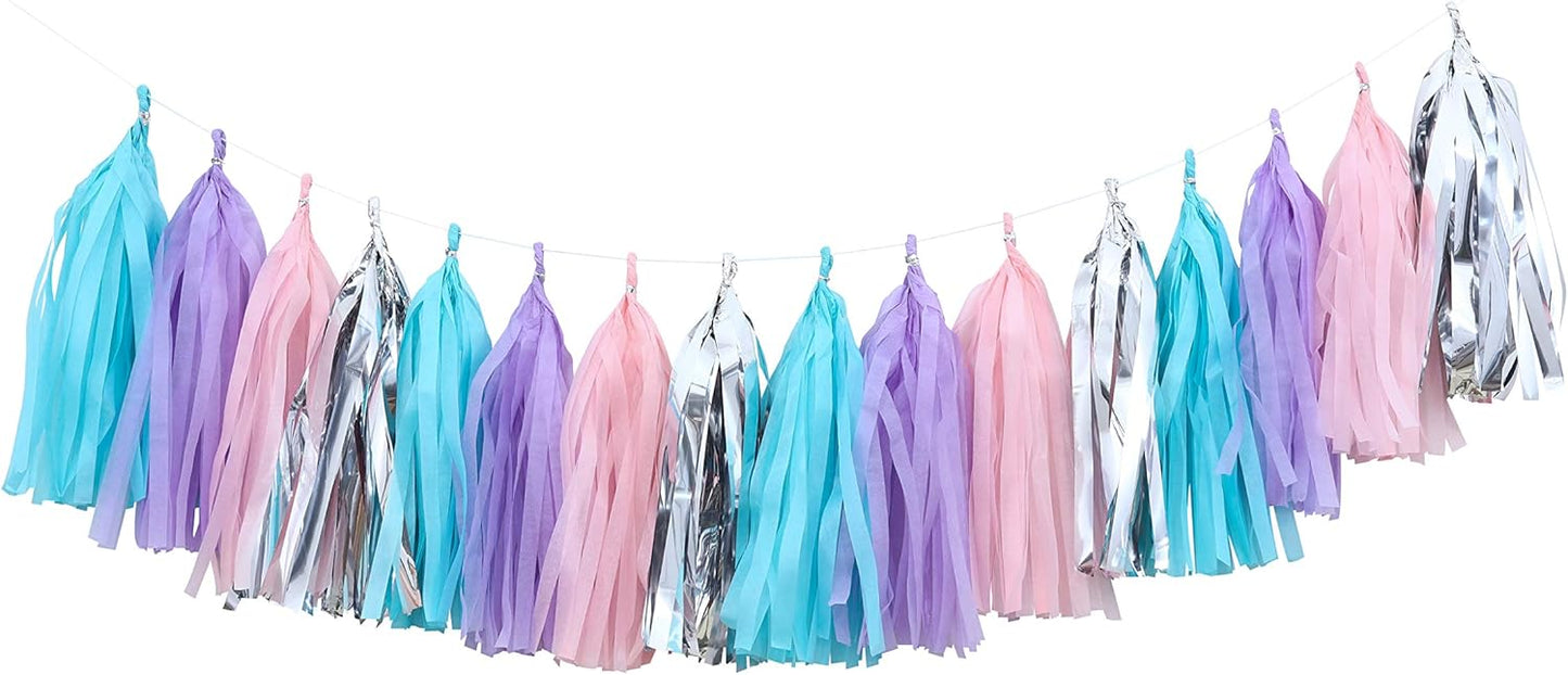 Fonder Mols Mermaid Tassel Garland Tissue Paper Birthday Banner for Under The Sea themed All Events & Parties Occasions Decorations A12