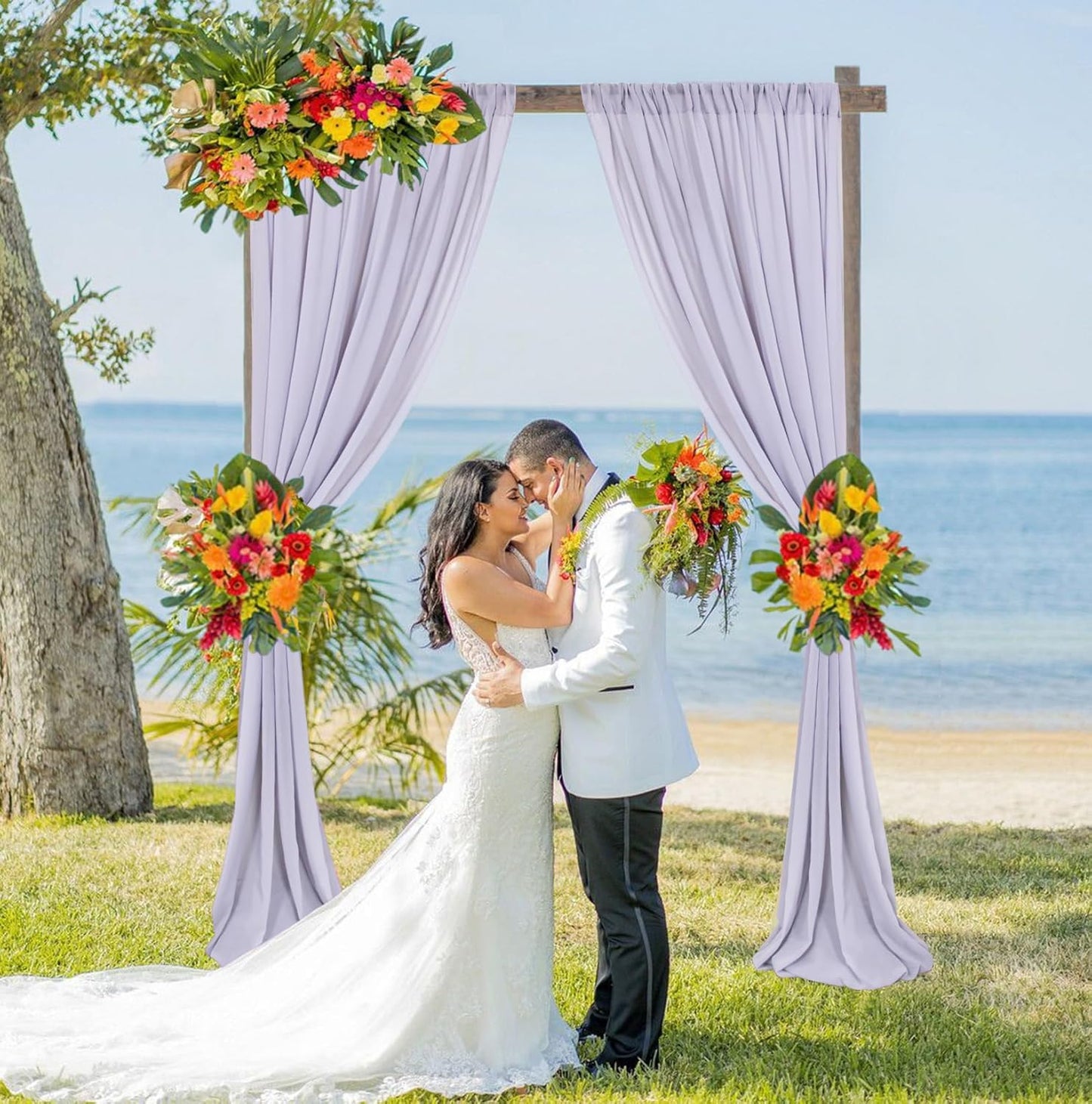 DUOBAO Sheer Curtains 2 Panels Light Gray 29x96 Inches - Voile Chiffon Drapes with Rod Pocket for Living Room Bedroom, Airy Window Curtains (W58 x L96, Grey)