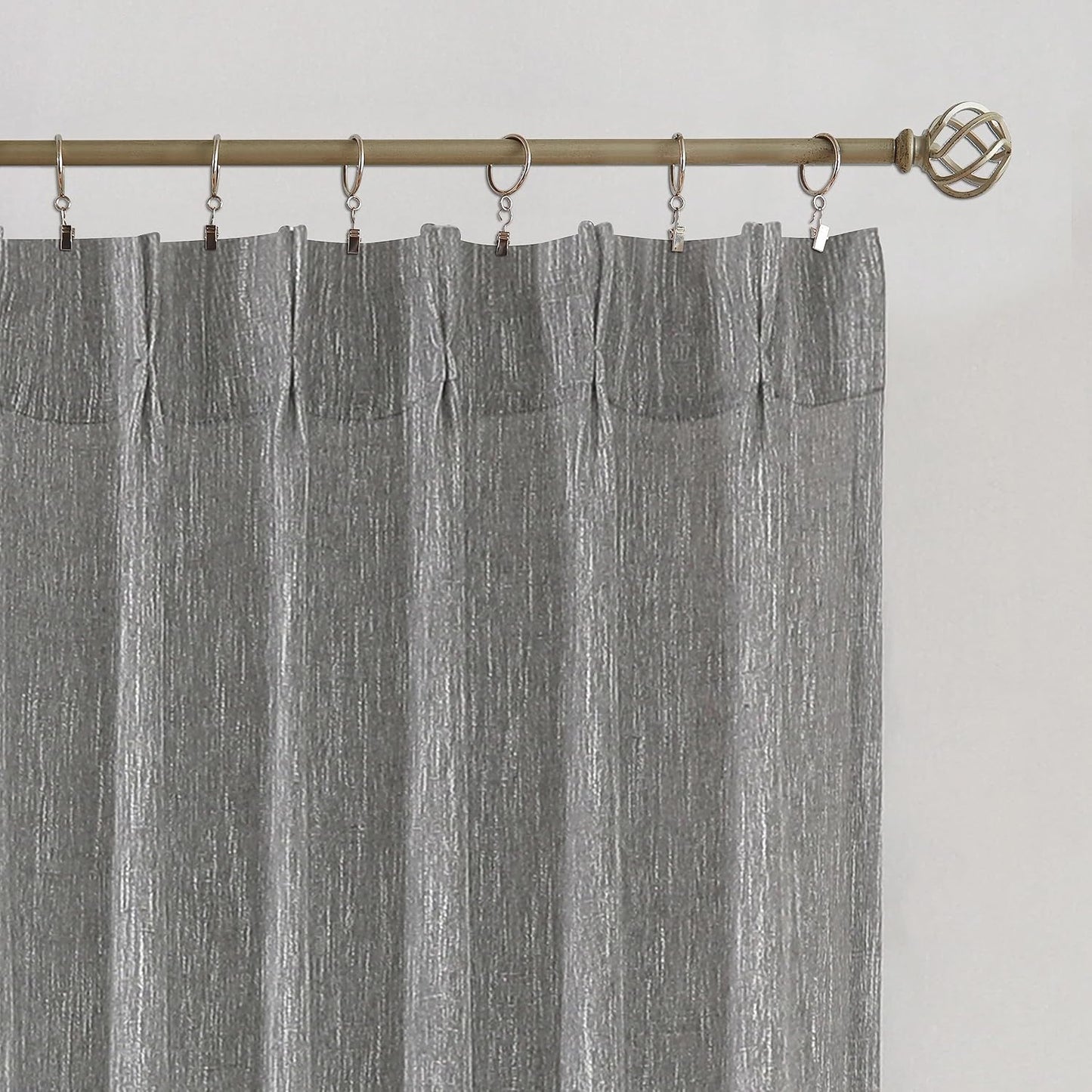 Vision Home Gray Pinch Pleated Semi Sheer Curtains Textured Light Filtering Window Curtains 95 inch for Living Room Bedroom Rayon Blended Charcoal Grey Pinch Pleat Drapes with Hooks 2 Panels 40"Wx95"L