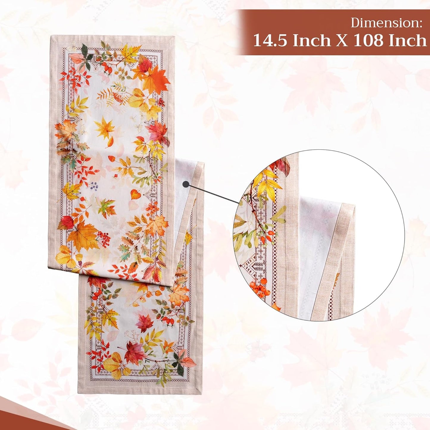 Maison d' Hermine Table Runner 100% Cotton Single Layer Table Runners 108 inches Long for Thanksgiving Christmas Decorations Home Kitchen Dining Party Wedding (Amarante, 14.5" x 108")