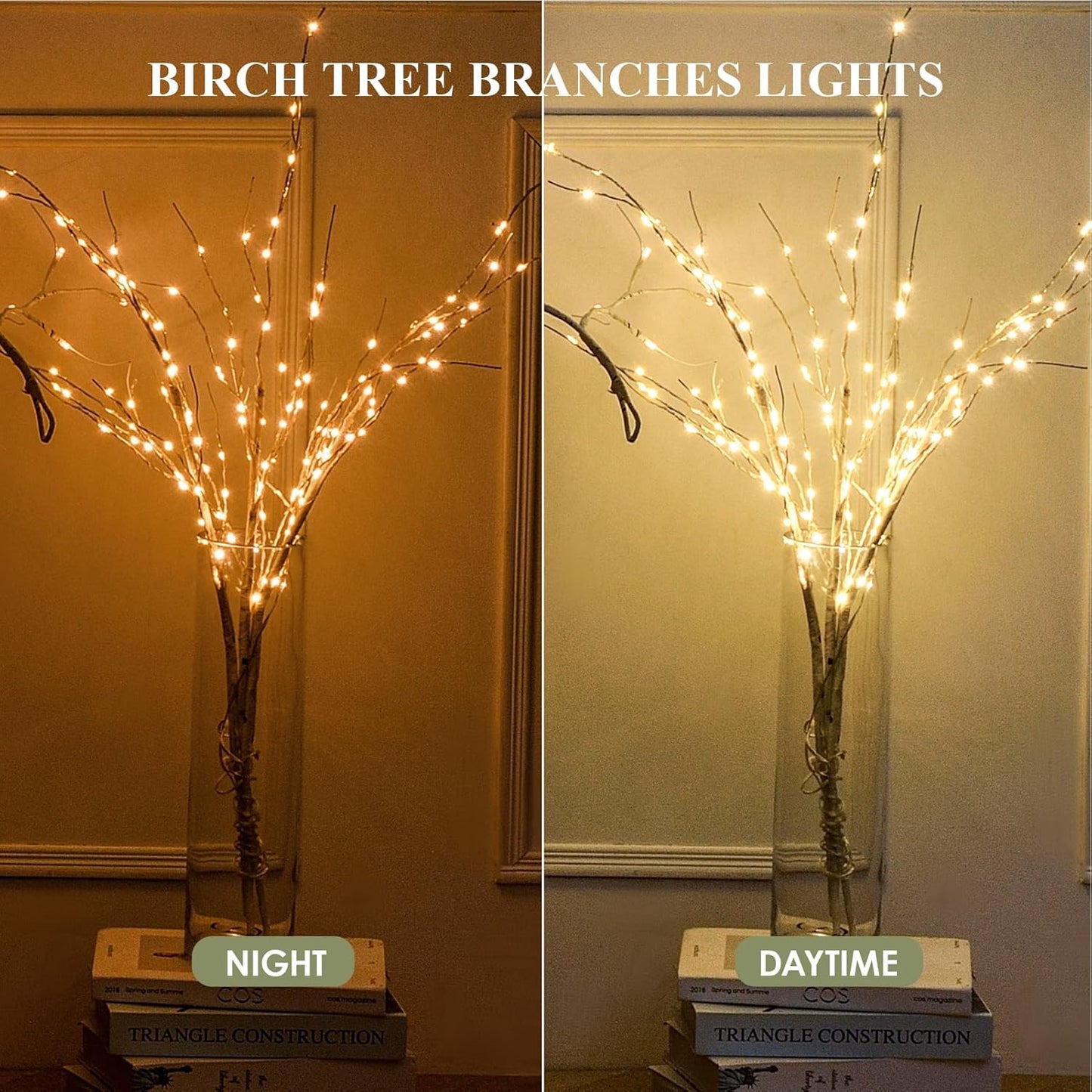Lighted White Birch Branches With Timer 33IN 180 LED Twig for Vase Christmas Decor Artificial Tree Branch Holiday Parent
