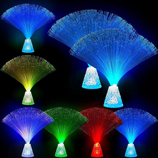 Patelai 10 Pcs LED Fiber Optic Lamp Color Changing Fiber Optic Night Light with Multicolor Glow Decorative Table Centerpiece for Sensory Bedroom Halloween Party Holiday Decorations (Crystal,Clear)