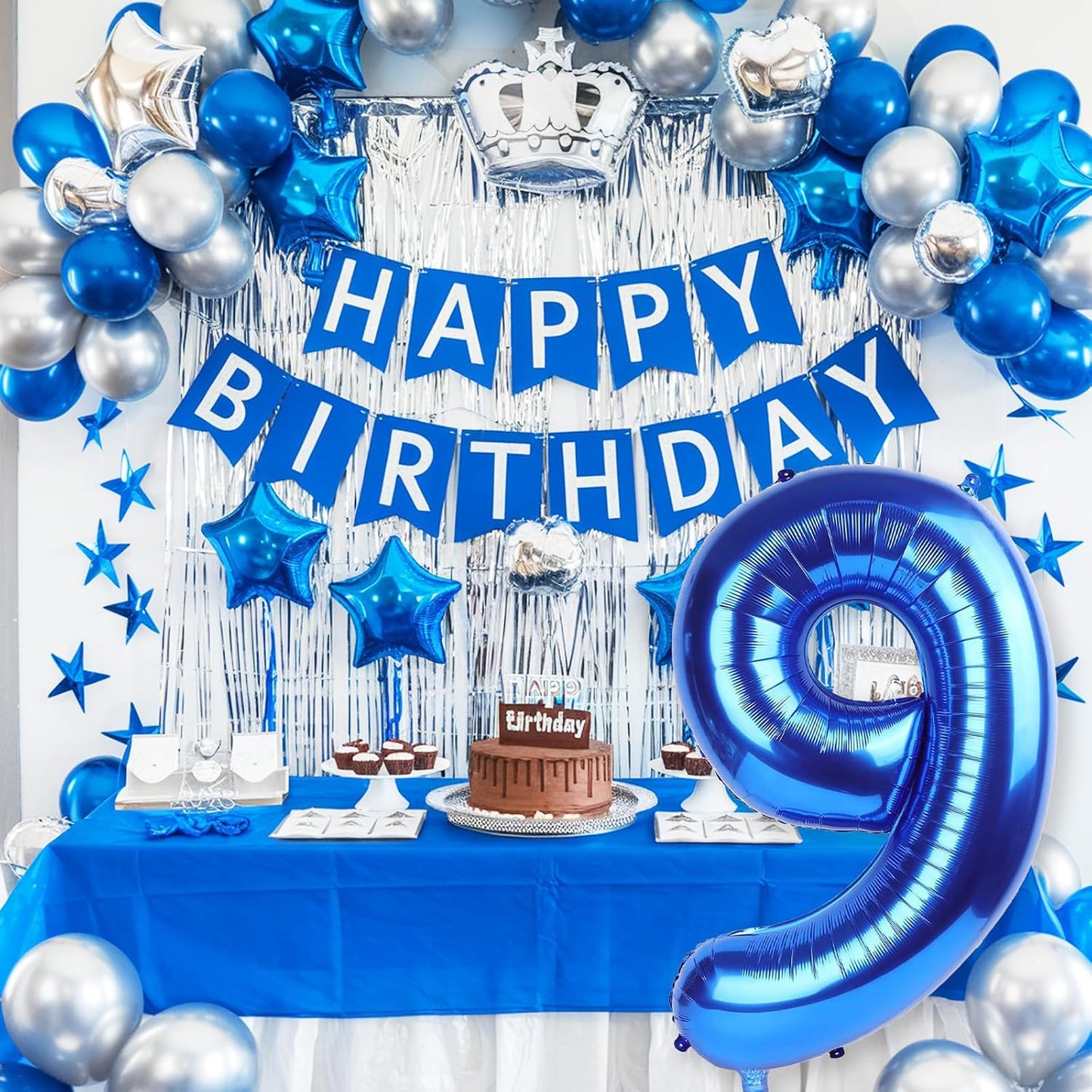 40 Inch Navy Blue Numbers 9 Balloons, Large Self Inflating Dark Blue Digital 9 Helium Balloon, Giant Foil Mylar Number 9 Balloons for Women Men Girls Boys 9th Birthday Party Anniversary Decorations