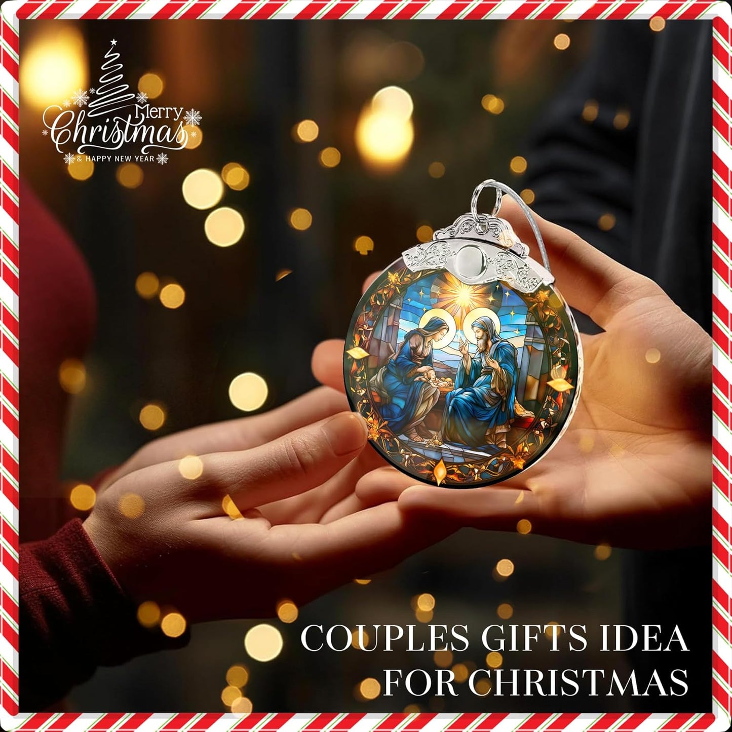 Nativity Ornament, Christian Holiday Decor, Religious Keepsake, Jesus Gift Idea, Acrylic Hanging Art, 2025 Christmas Ornament, Stained Glass Effect, Christmas Decorations