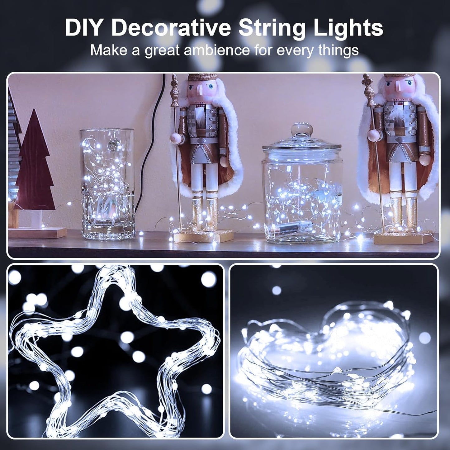 2 Pack 16Ft 50Leds Fairy Lights Mini Led String Lights Twinkle Lights for Easter Halloween Christmas Parties Wedding Table Centerpieces Decoration