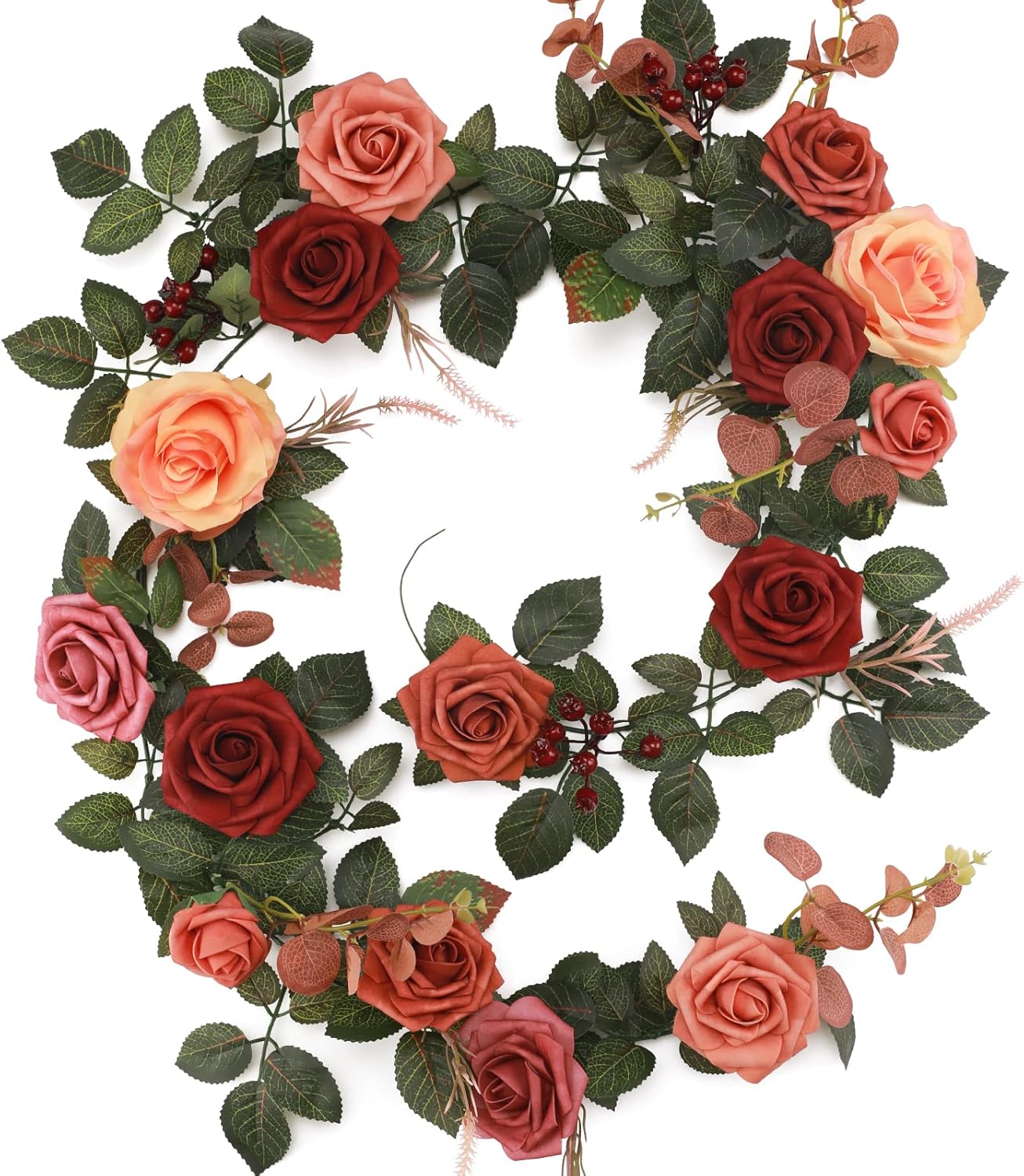 5FT Artificial Rose Flower Burgundy Fake Floral Garland for Wedding Ceremony Backdrop Arch Flowers Table Centerpieces Decorations