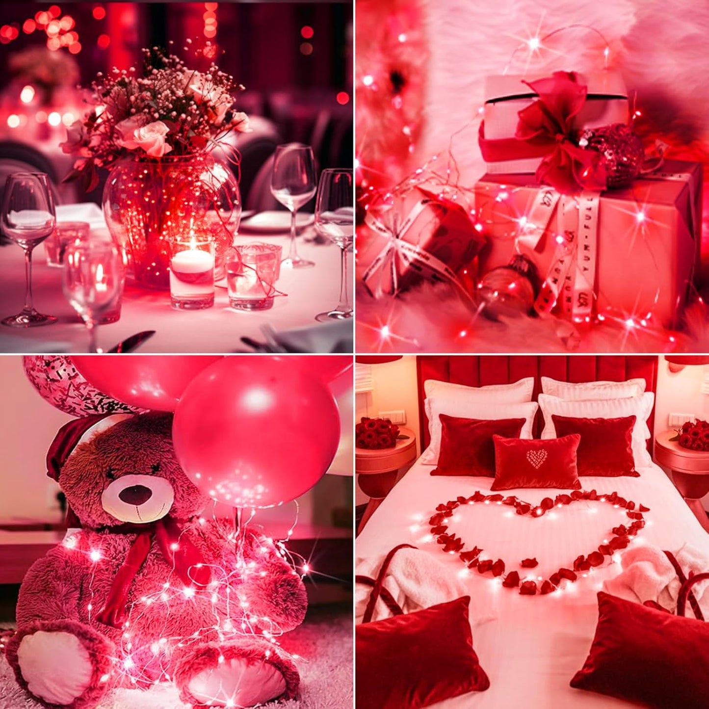 btfarm 6 Pack Fairy Lights Battery Operated [3 Modes], 7ft 20 Led Twinkle Lights String Lights Waterproof Bulk Small Mini Silver Wire for Christmas Mason Jars Wedding Table Centerpiece, Red