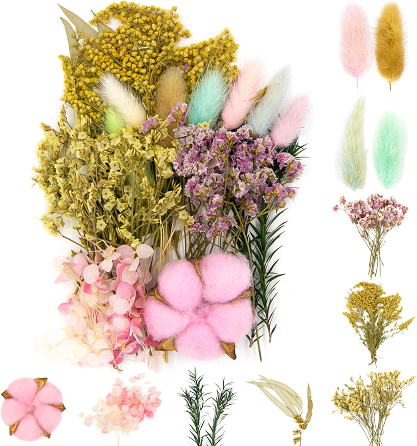 Vignee Real Dried Pressed Leaf Flowers-Multiple Colorful Pressed Flowers Daisies for Craft Resin Jewelry Making Art Craft DIY and Soap Candle Scrapbooking DIY Resin（Pink）