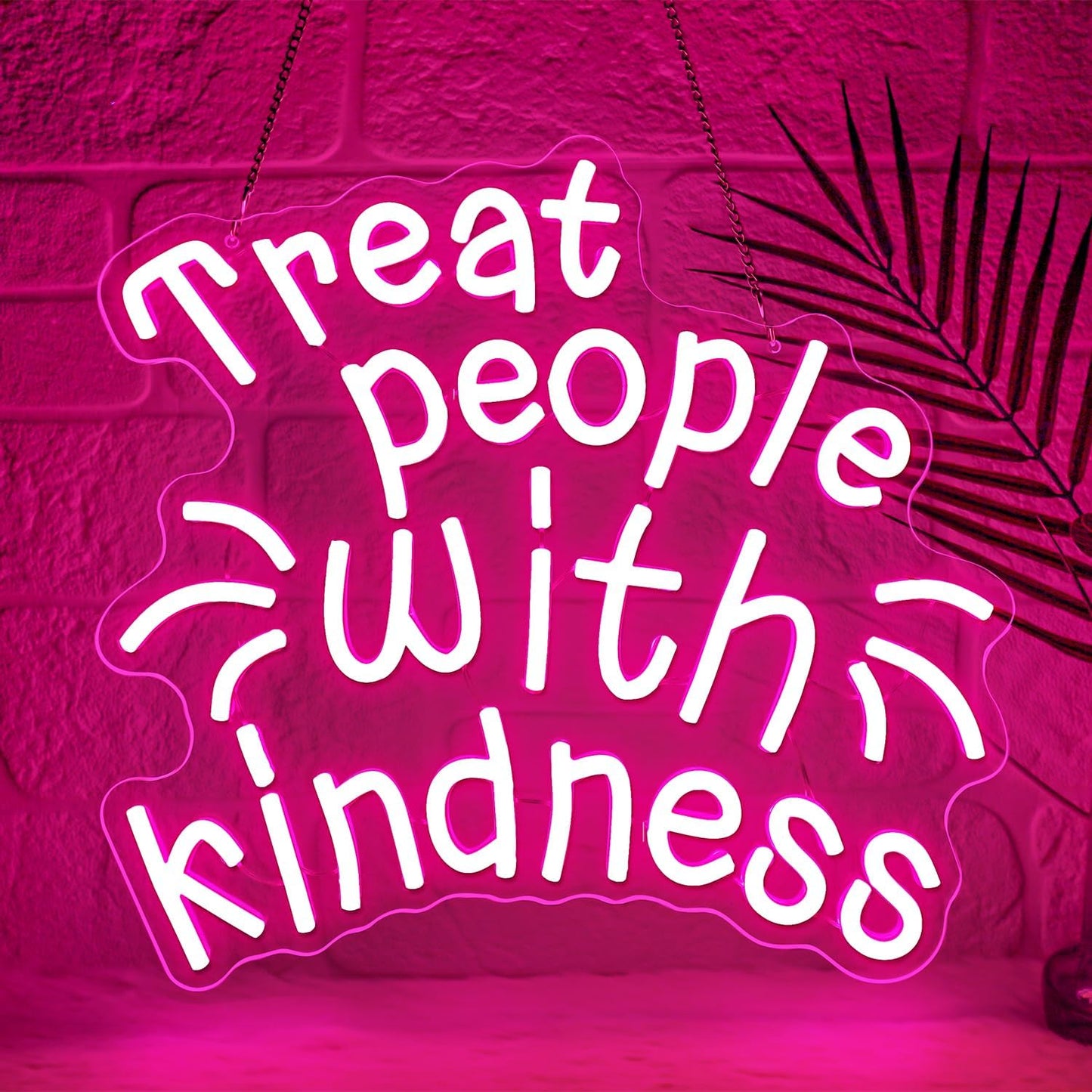 Treat People with Kindness Neon Sign,Pink Led Neon Signs for Wall Decor,Dimmable Inspiring Letter Neon Lights USB Be Kind Light Up Signs for Bedroom Classroom Kids Room,Gift for Boys Girls