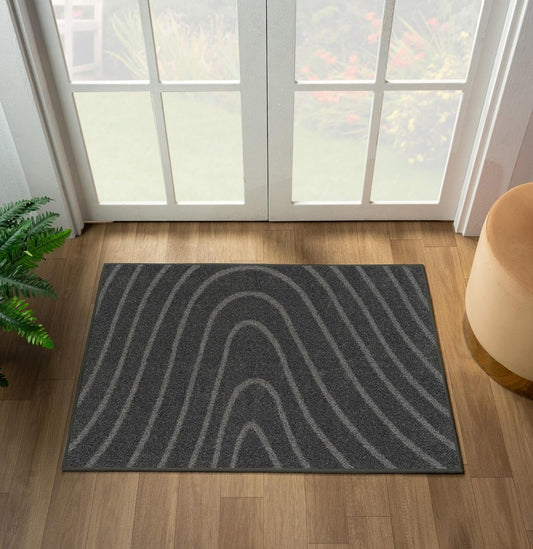 LUXE WEAVERS Modern Geometric Wave Anthracite 2x3 Area Rug