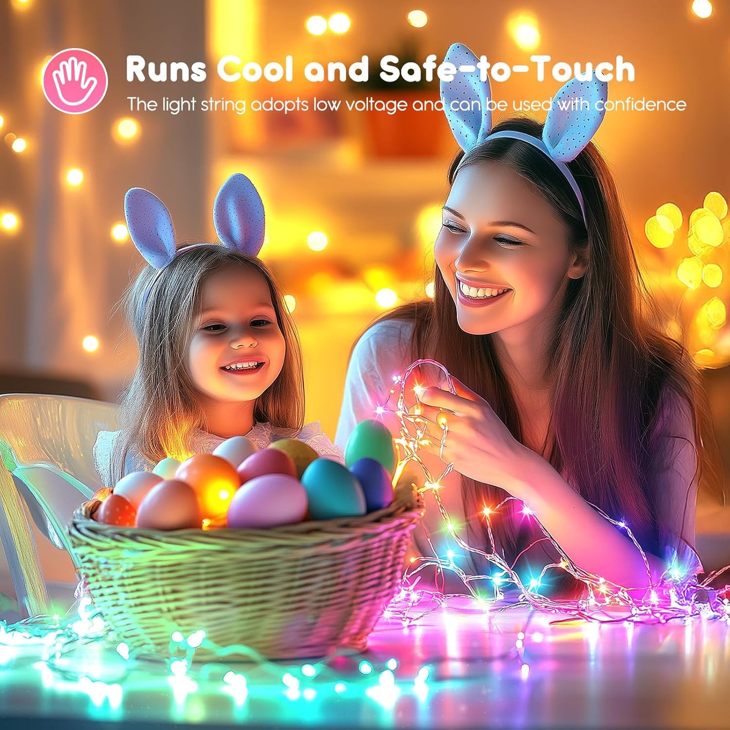 Minetom 12 Pack Pastel Fairy Lights Battery Operated String Lights - 7ft 20 LED Waterproof Short Micro Firefly Lights for Easter Day Decor, DIY Craft, Wedding Table Centerpieces, Flowers